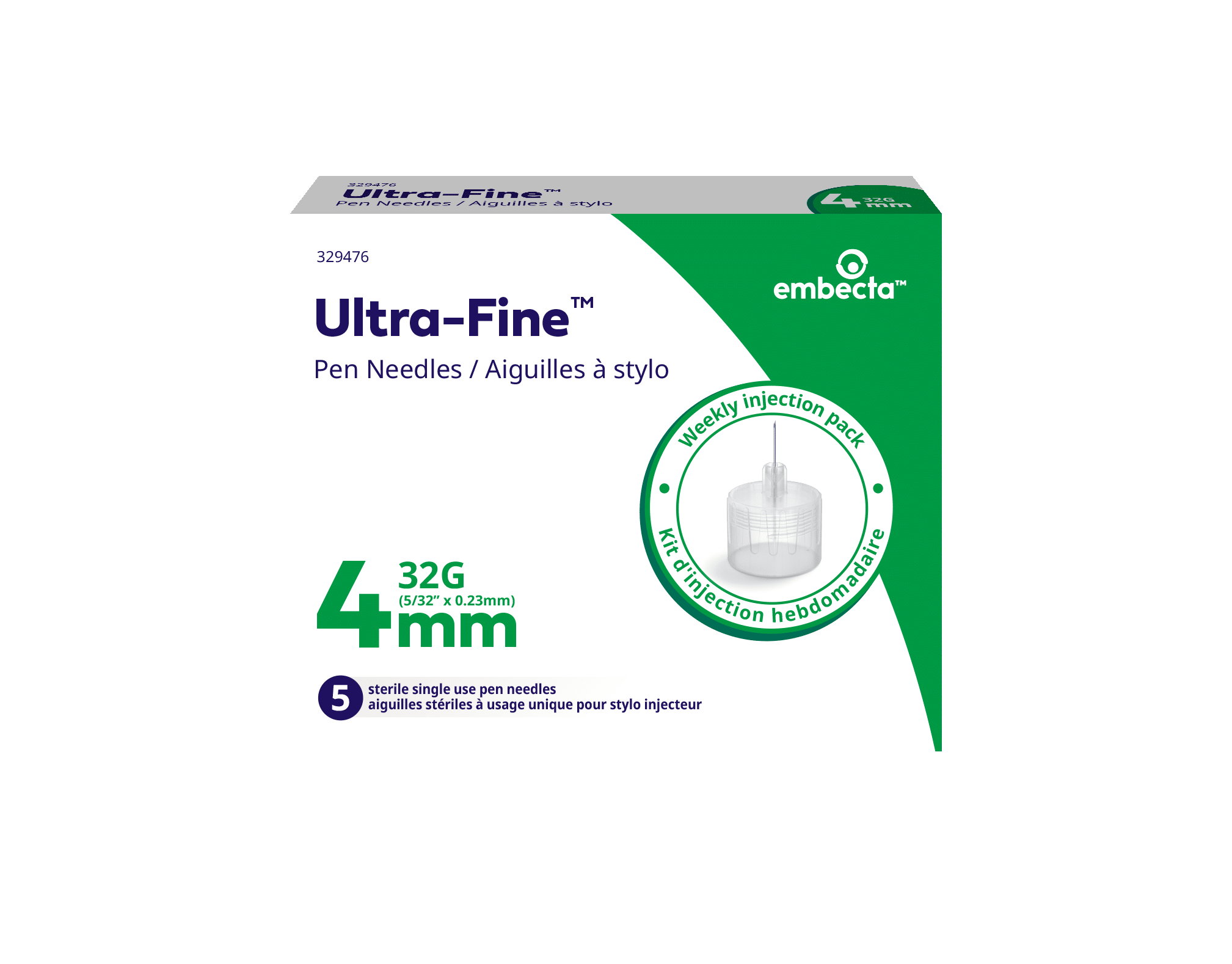 Ultra-Fine Pen Needles 4mm 32G (Weekly Injection Pack - 5 Needles/Pk)
